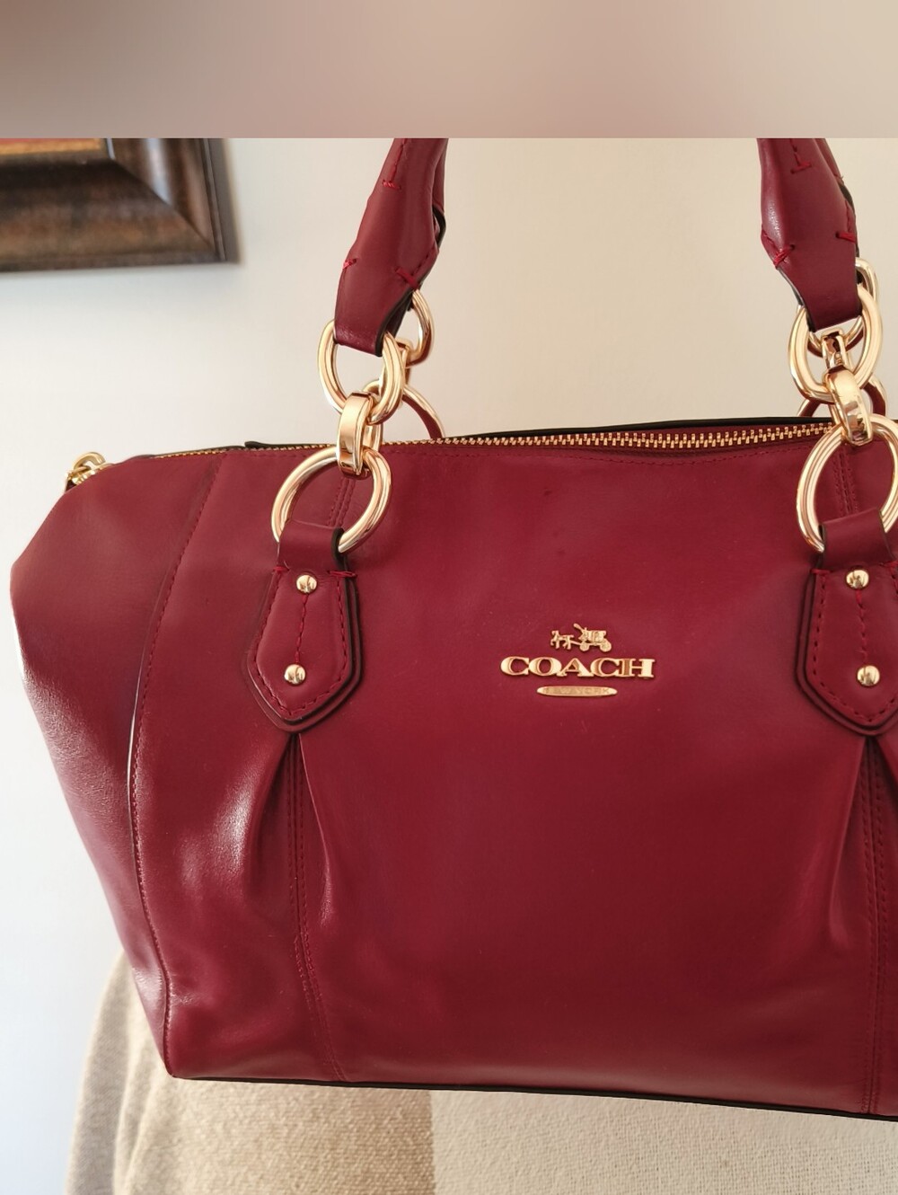 Brand New Coach Medium Borough Bag Red Leather Satchel With Strap